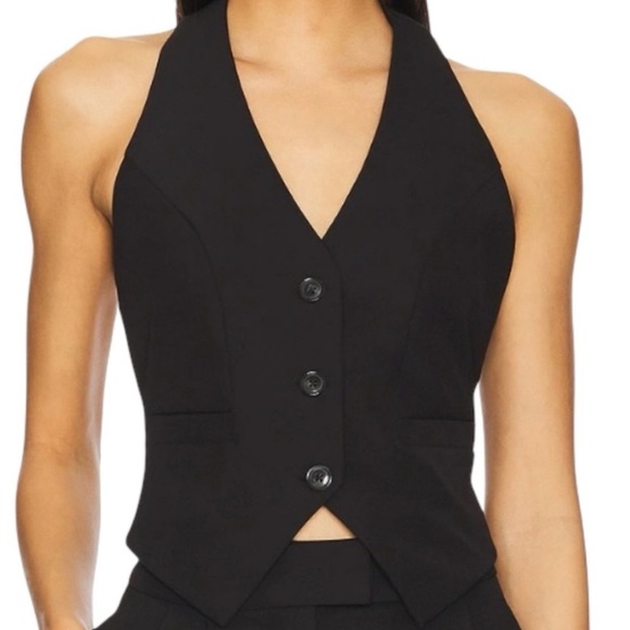 L'AGENCE Stylish Black Button-Up Vest - Picture 1 of 5